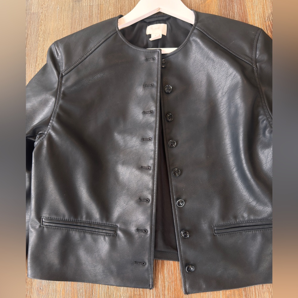 H&M Black faux Leather Women's Jacket